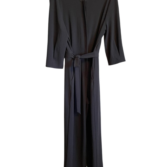 Halston Women's Black Solid 3/4 Sleeve -Front Zip-Size Large-Attached belt NWT - Picture 12 of 12